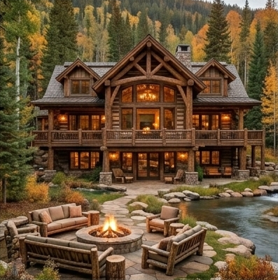 Cabaña tamaño familiar en bosque